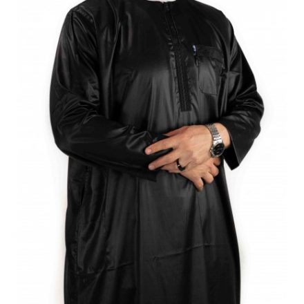 Qamis Noir Manches longues - Ikaf